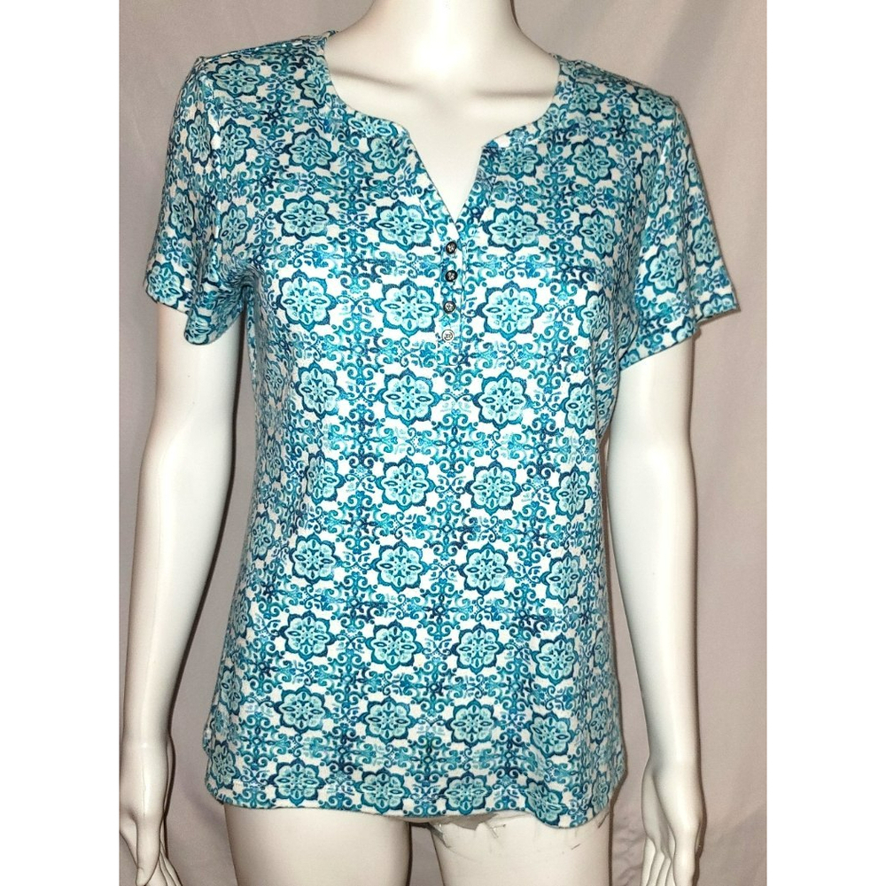 Karen Scott Henley Short Sleeve Tee - Size Small Petite